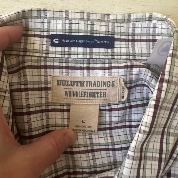 Duluth Men's Magnet Wrinklefighter Relaxed Fit Plaid Long Sleeve Shirt Large - Picture 3 of 10